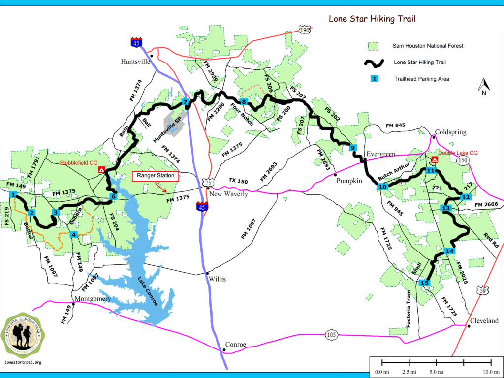 LoneStar hiking Trail Map